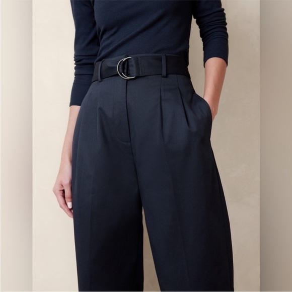 NWT! Banana Republic Navy Blue Cruz Pleated Wide-Leg Chino - Multiple Sizes - Picture 3 of 4